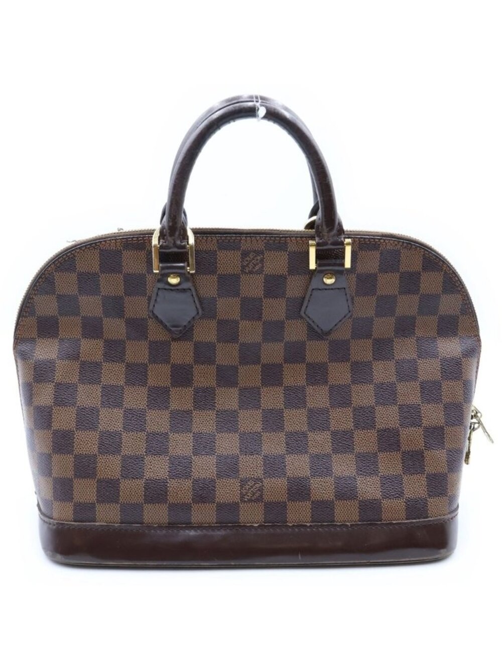 Louis Vuitton Damier Alma PM Handbag Brown Leather Gold